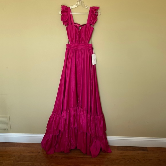 Mac Duggal Dresses & Skirts - Mac Duggal, Ieena Cut-Out Ruffled Satin Gown